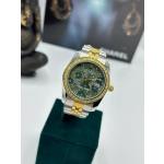 Rolex Taşlı Gold- Gümüş İçi Yeşil Kadın Saat  S360