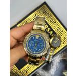 Versace Big Boss Modeli  Gold Kordon Mavi  Kadran  Erkek Çelik Saat  S441